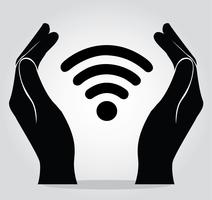 handen met wifi pictogram symbool vector