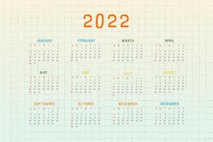 Kalender 2022 met veelkleurig schattig kinderachtig ontwerp vector