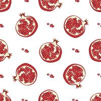 naadloos patroon met hele rode granaatappel. gezonde heldere vruchten afdrukken op witte achtergrond. zoet voedsel voor dieet. platte vectorillustratie vector