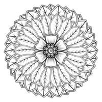 cirkelvormig patroon in de vorm van mandala voor henna, mehndi, tatoeage, decoratie. decoratief ornament in etnische oosterse stijl. kleurboek pagina. vector