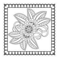 mehndi bloem voor henna, mehndi, tatoeage, decoratie. decoratief ornament in etnische oosterse stijl, doodle ornament, schets hand tekenen. kleurboek pagina. vector