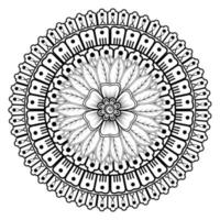 cirkelvormig patroon in de vorm van mandala voor henna, mehndi, tatoeage, decoratie. decoratief ornament in etnische oosterse stijl. kleurboek pagina. vector