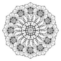 cirkelvormig patroon in de vorm van mandala voor henna, mehndi, tatoeage, decoratie. decoratief ornament in etnische oosterse stijl. kleurboek pagina. vector