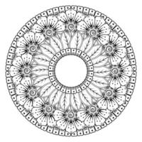 cirkelvormig patroon in de vorm van mandala voor henna, mehndi, tatoeage, decoratie. decoratief ornament in etnische oosterse stijl. kleurboek pagina. vector