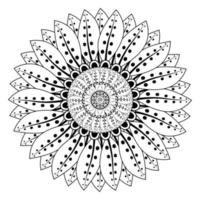 cirkelvormig patroon in de vorm van mandala voor henna, mehndi, tatoeage, decoratie. kleurboek pagina. vector