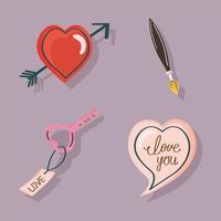 vier liefdes doodle pictogrammen vector