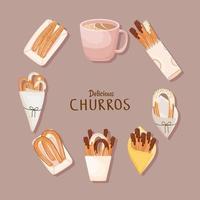 heerlijke churros zoet vector