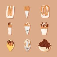 churros en chocoladesaus vector