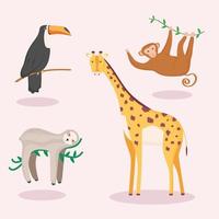 schattige exotische dieren vector