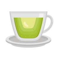 kopje groene thee in schaal vector