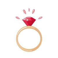diamanten ring icoon in platte stijl. glanzende juwelen ring. duur rijk sieradenconcept. ontwerpelement voor bruiloft. vectorillustratie. vector