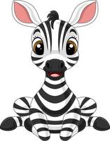 cartoon schattige baby zebra zitten vector