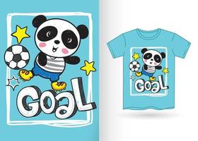 schattige panda hand getekend voor t-shirt vector