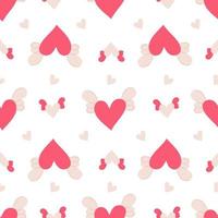 naadloze patroon met schattige cartoon vliegende harten. Valentijnsdag romantische elementen voor decoraties. platte vectorillustratie voor stof, textiel, inpakpapier. vector