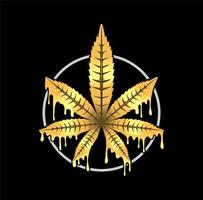 gouden cannabis marihuana blad ontwerp illustratie vector