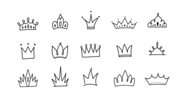 schattige doodle set prinses kroon elementen. hand getekende vectorillustratie. vector