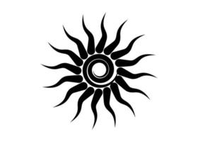 zwarte tribal zon tattoo sonnenrad symbool, zonnewiel teken. zomer icoon. het oude Europese esoterische element. logo grafisch element spiraalvorm. vectorontwerp geïsoleerd of witte achtergrond vector