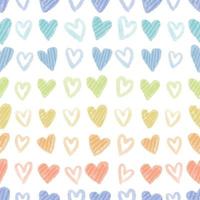 naadloze valentijnsdag patroon achtergrond met regenboog kleur hart, valentijn kaart vector