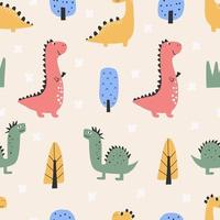 dinosaurussen vector naadloze patroon. digitale kinderprint in grappige cartoonstijl.