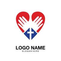 logo liefde kerk minimalistisch pictogram vector symbool plat ontwerp
