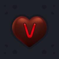 chocolade hart met een marmelade letter v binnen. Valentijnsdag decoratie-element voor ontwerpbanner, kaart of reclame vector