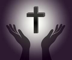 hand en het kruis van Jesus-Christus ondertekenen vector