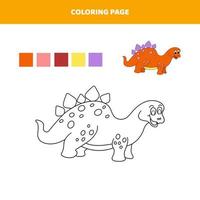 kleurplaat voor kinderen met schattige dinosaurus. vector