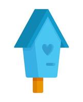 vectorillustratie van houten huis. afbeelding van een kleine houten vogelvoeder met een felblauw dak. vector