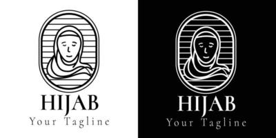 eenvoudig logo van een vrouw in hijab. eenvoudige vrouw die een hoofdbedekking draagt vector