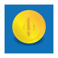 btc bitcoin, eth ethereum cryptocurrency token op een blauwe achtergrond vector