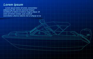 Motorboot draadframe. vector