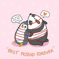 Penguin en panda zijn vrienden met elkaar. vector