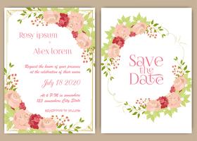 Bruiloft uitnodigingskaart Floral hand getekende frame. vector