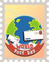 world post day-logo met earth globe en envelop vector