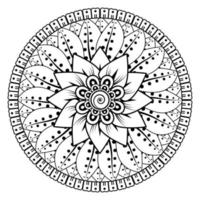 cirkelvormig patroon in de vorm van mandala voor henna, mehndi, tatoeage, decoratie. decoratief ornament in etnische oosterse stijl. kleurboek pagina. vector