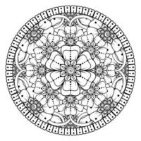 cirkelvormig patroon in de vorm van mandala voor henna, mehndi, tatoeage, decoratie. decoratief ornament in etnische oosterse stijl. kleurboek pagina. vector