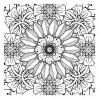 cirkelvormig patroon in de vorm van mandala voor henna, mehndi, tatoeage, decoratie. decoratief ornament in etnische oosterse stijl. kleurboek pagina. vector