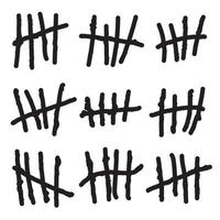 tally marks, tellen van tekens op een witte achtergrond. gevangenis muur plakt lijnen teller. vectorillustratie. vector