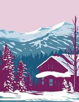 breckenridge met tienmijlsbereik in de rotsachtige bergen tijdens de winter in Colorado wpa poster art vector