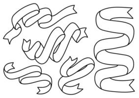 uit de vrije hand handgetekende lint banner doodle collectie set pack. premium-vector. vector