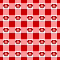 vichy naadloos patroon met harten. geruite valentijnsdagtextuur voor picknickdeken, tafelkleed, plaid vector