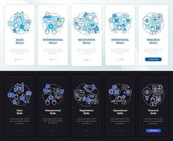 distributeur vaardigheden onboarding mobiele app paginascherm vector