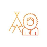 inuit bevolking gradiënt lineaire vector pictogram. inheemse volkeren van Canada. traditionele schuilplaats iglo. dunne lijn kleur symbool. moderne stijlpictogram. vector geïsoleerde overzichtstekening