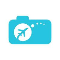 reizen of reizen of tour sluiter lens camera fotografie logo ontwerp pictogram vector sjabloon