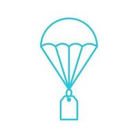 korting label verkoop met parachute logo symbool pictogram vector grafisch ontwerp illustratie idee creatief