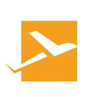 vierkante flat met vliegtuig logo vector symbool pictogram illustratie ontwerp
