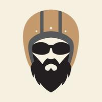 oude vintage man met baard en helm logo ontwerp vector pictogram symbool illustratie