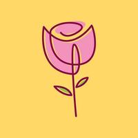 bloem roze roos lijn kunst logo ontwerp vector pictogram symbool illustratie