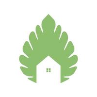 plant bladeren en huis of huis of tuin logo ontwerp vector