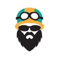 vintage coole man met baard en helm logo ontwerp vector pictogram symbool illustratie